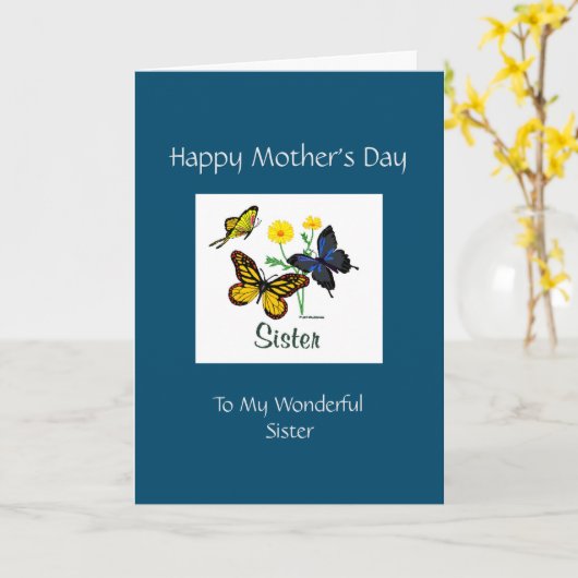 Happy Mothers Day Sister Kaart (Gele Bloem)