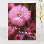 Happy Mothers Day Spring Pink Cherry Blossom Kaart (Gele Bloem)