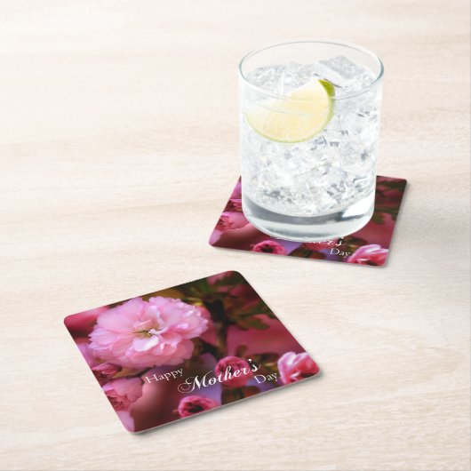 Happy Mothers Day Spring Pink Cherry Blossom Kartonnen Onderzetters (Insitu)