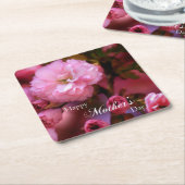 Happy Mothers Day Spring Pink Cherry Blossom Kartonnen Onderzetters (Schuin)