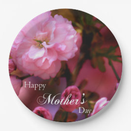 Happy Mothers Day Spring Pink Cherry Blossom Papieren Bordje
