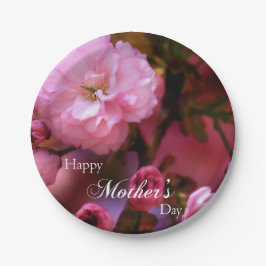 Happy Mothers Day Spring Pink Cherry Blossom Papieren Bordje