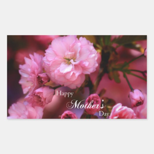 Happy Mothers Day Spring Pink Cherry Blossom Rechthoekige Sticker (Voorkant)