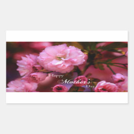 Happy Mothers Day Spring Pink Cherry Blossom Rechthoekige Sticker