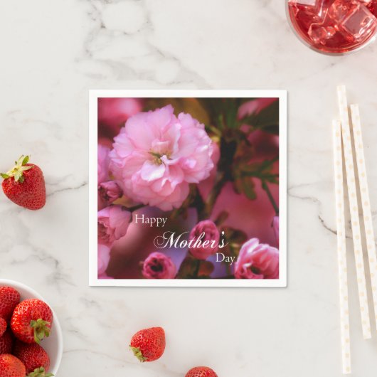 Happy Mothers Day Spring Pink Cherry Blossom Servetten (Insitu)
