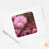 Happy Mothers Day Spring Pink Cherry Blossom Vierkante Sticker (Envelop)