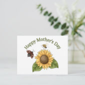 happy Mothers Day Sunflower, Butterfly, Bee Briefkaart (Staand voorkant)