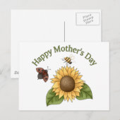 happy Mothers Day Sunflower, Butterfly, Bee Briefkaart (Voorkant / Achterkant)