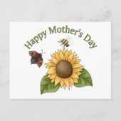 happy Mothers Day Sunflower, Butterfly, Bee Briefkaart (Voorkant)