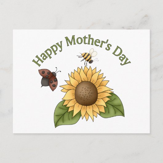 happy Mothers Day Sunflower, Butterfly, Bee Briefkaart (Voorkant)