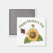 happy Mothers Day Sunflower, Butterfly, Bee Magneet (Voorkant / Achterkant)