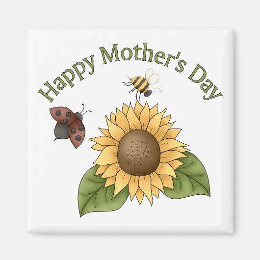 happy Mothers Day Sunflower, Butterfly, Bee Magneet (Voorkant)