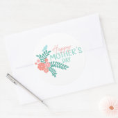 Happy Mother's day text in floral frame Ronde Sticker (Envelop)