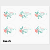Happy Mother's day text in floral frame Ronde Sticker (Vel)