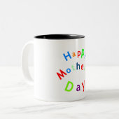 Happy Mothers Day Text Two-Tone Coffee Mok (Voorkant links)