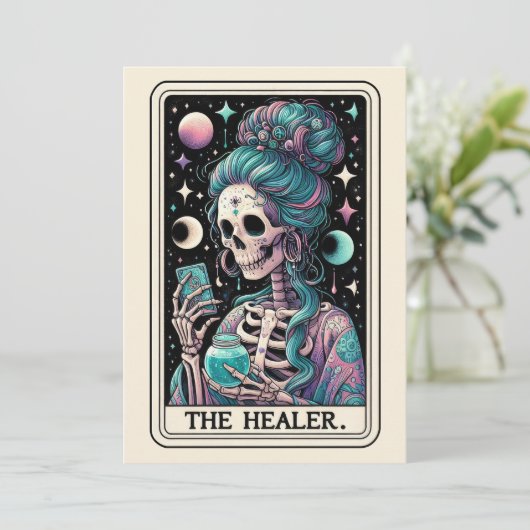 Happy Mother's Day The Healer Tarot Skeleton Kaart (Staand voorkant)
