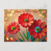 Happy Mother's Day Three Red Daisies Custom Text Briefkaart (Voorkant)