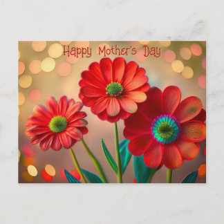 Happy Mother's Day Three Red Daisies Custom Text Briefkaart