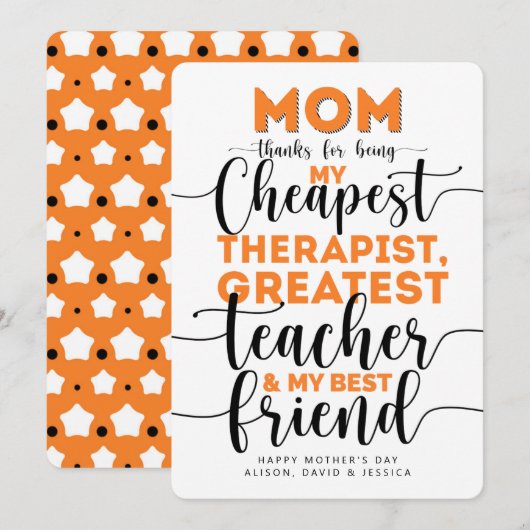 Happy Mother's Day to my best friend Bedankkaart (Voorkant / Achterkant)