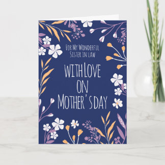 Happy Mothers Day To Sister in Law Blauw Wit Kaart