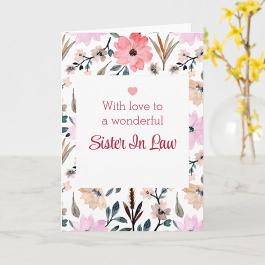 Happy Mothers Day to Sister in Law Waterverf Kaart (Gele Bloem)