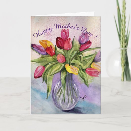 Happy Mother's Day Tulip Bouquet Kaart (Voorkant)