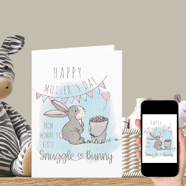 Happy Mothers Day uit Little Snuggle Bunny Blue Feestdagen Kaart