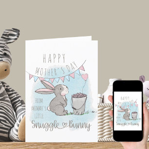 Happy Mothers Day uit Little Snuggle Bunny Blue Feestdagen Kaart