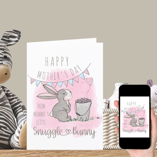 Happy Mothers Day uit Little Snuggle Bunny Pink Feestdagen Kaart
