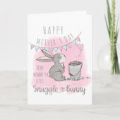 Happy Mothers Day uit Little Snuggle Bunny Pink Feestdagen Kaart (Voorkant)