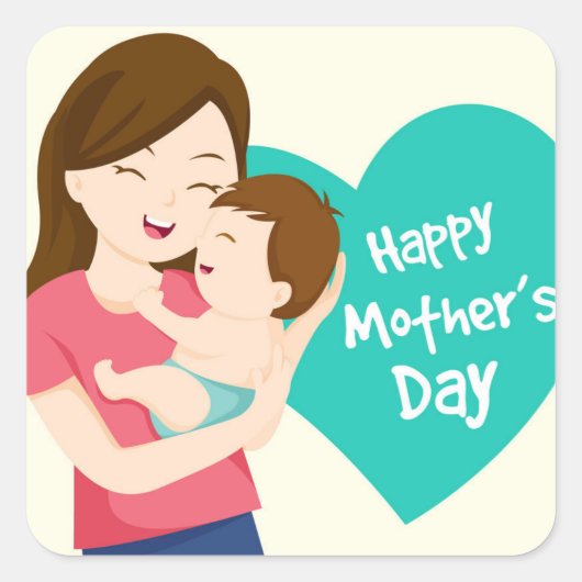 Happy Mother's Day Vierkante Sticker (Voorkant)