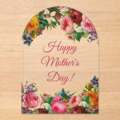 Happy Mothers Day waterverf  Bloemboog Acryl Uitnodigingen (Voorkant)