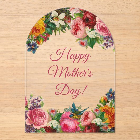 Happy Mothers Day waterverf  Bloemboog Acryl Uitnodigingen (Voorkant)