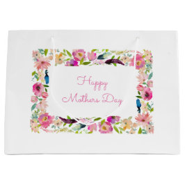 Happy Mothers Day Waterverf Bloemen Roze Wit Groot Cadeauzakje