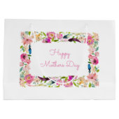 Happy Mothers Day Waterverf Bloemen Roze Wit Groot Cadeauzakje (Achterkant)