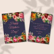 Happy Mothers Day waterverf Botanisch Blauw Roze