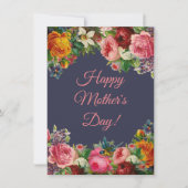 Happy Mothers Day waterverf Botanisch Blauw Roze Feestdagenkaart (Voorkant)