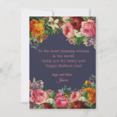 Happy Mothers Day waterverf Botanisch Blauw Roze Feestdagenkaart (Achterkant)