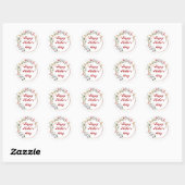 Happy Mothers Day waterverf Botanische krans Rood Ronde Sticker (Vel)