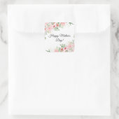 Happy Mothers Day waterverf roze florale elegant Vierkante Sticker (Tas)
