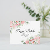Happy Mothers Day waterverf roze florale klassiek Briefkaart (Staand voorkant)