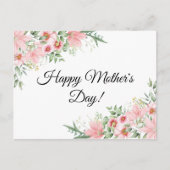 Happy Mothers Day waterverf roze florale klassiek Briefkaart (Voorkant)