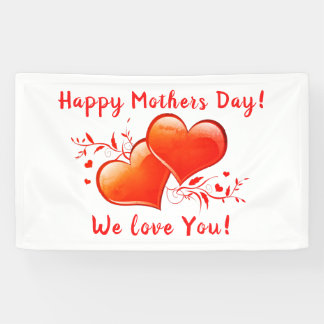 Happy Mothers Day We houden van je Oranje hartenon Spandoek