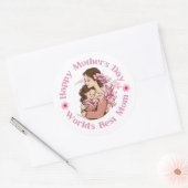 Happy Mothers Day, Werelden Beste Mam, Roze Script Ronde Sticker (Envelop)