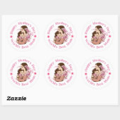 Happy Mothers Day, Werelden Beste Mam, Roze Script Ronde Sticker (Vel)