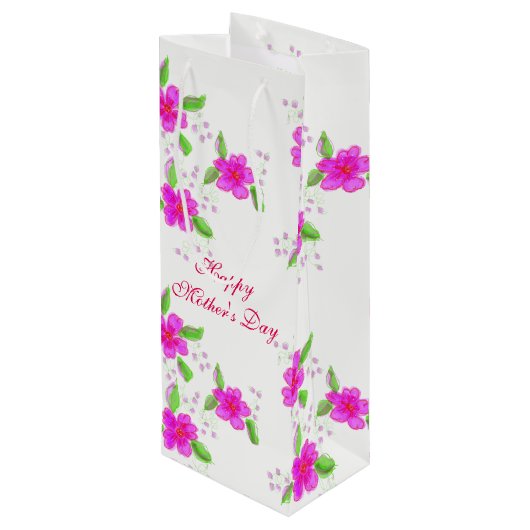 Happy Mothers Day  Wijn Gift-bag Wijn Cadeautas (Achterkant Gekanteld)