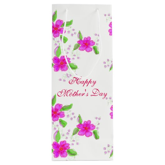 Happy Mothers Day  Wijn Gift-bag Wijn Cadeautas (Achterkant)