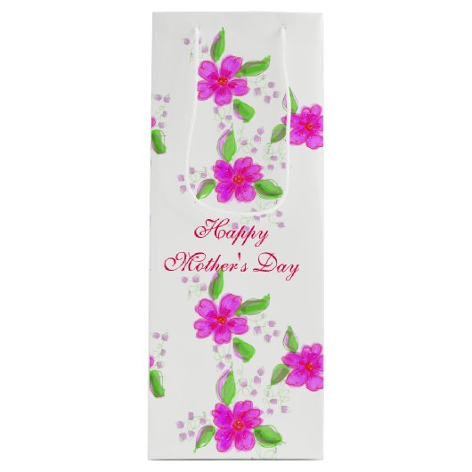 Happy Mothers Day  Wijn Gift-bag Wijn Cadeautas (Voorkant)