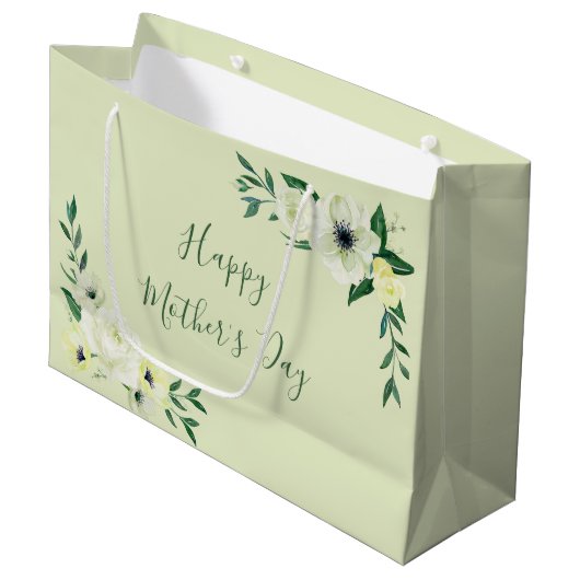 Happy Mothers Day Wilde Rozen & Elegant Script Groot Cadeauzakje (Voorkant Gekanteld)