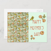 Happy Mothers Day William Morris Print Briefkaart (Voorkant / Achterkant)